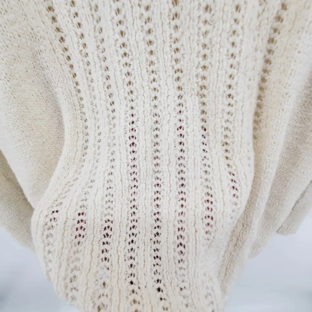 Rachel Zoe Womens Karla Open Cream Lace Knit Stretchy Cotton Blend Sweater| XL - Picture 11 of 12
